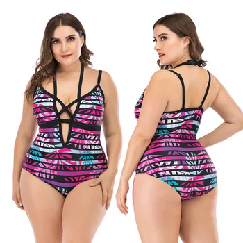 

Bathing Suits Woman 2020 Bikinis Bathers One Piece Swimsuit One-Piece Fat Women Cup Striped Polyester Sierra Surfer Women's