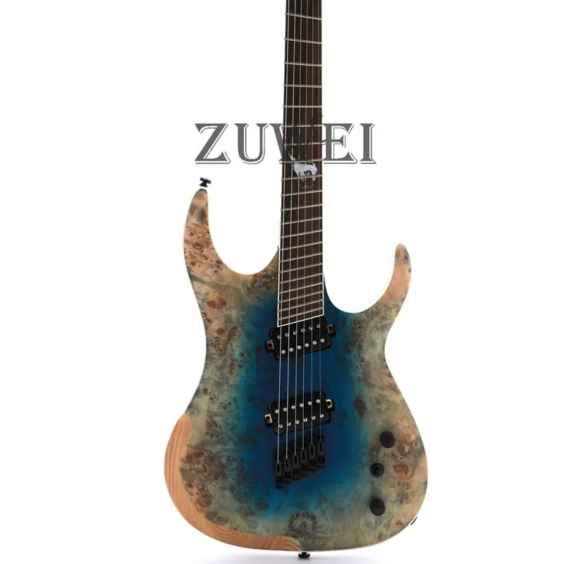 High Quality 6/7/8 Strings Electric Guitar Burl Top ,locking Tuner ,ash Body 5piece Mahogany