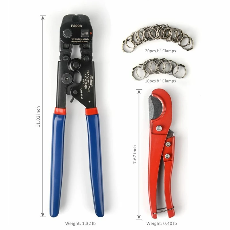 Лучший инструмент PEX Crimper Cinch с функцией удаления для 3/8-1 дюймовых зажимов