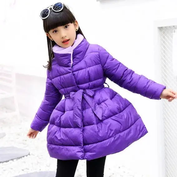 purple Зимняя куртка для девочек; модная детская одежда; зимнее пальто для девочек; Толстая теплая куртка; парка; детская одежда; верхняя одежда - Цвет: purple