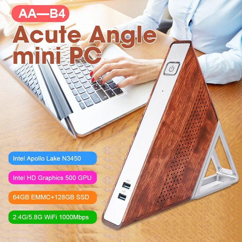 

Mini PC Acute Angle Mini Triangle Computer Host for Intel N3450 Quad-core 8GB+192GB 100-240V 500 GPU for Intel HD Graphics