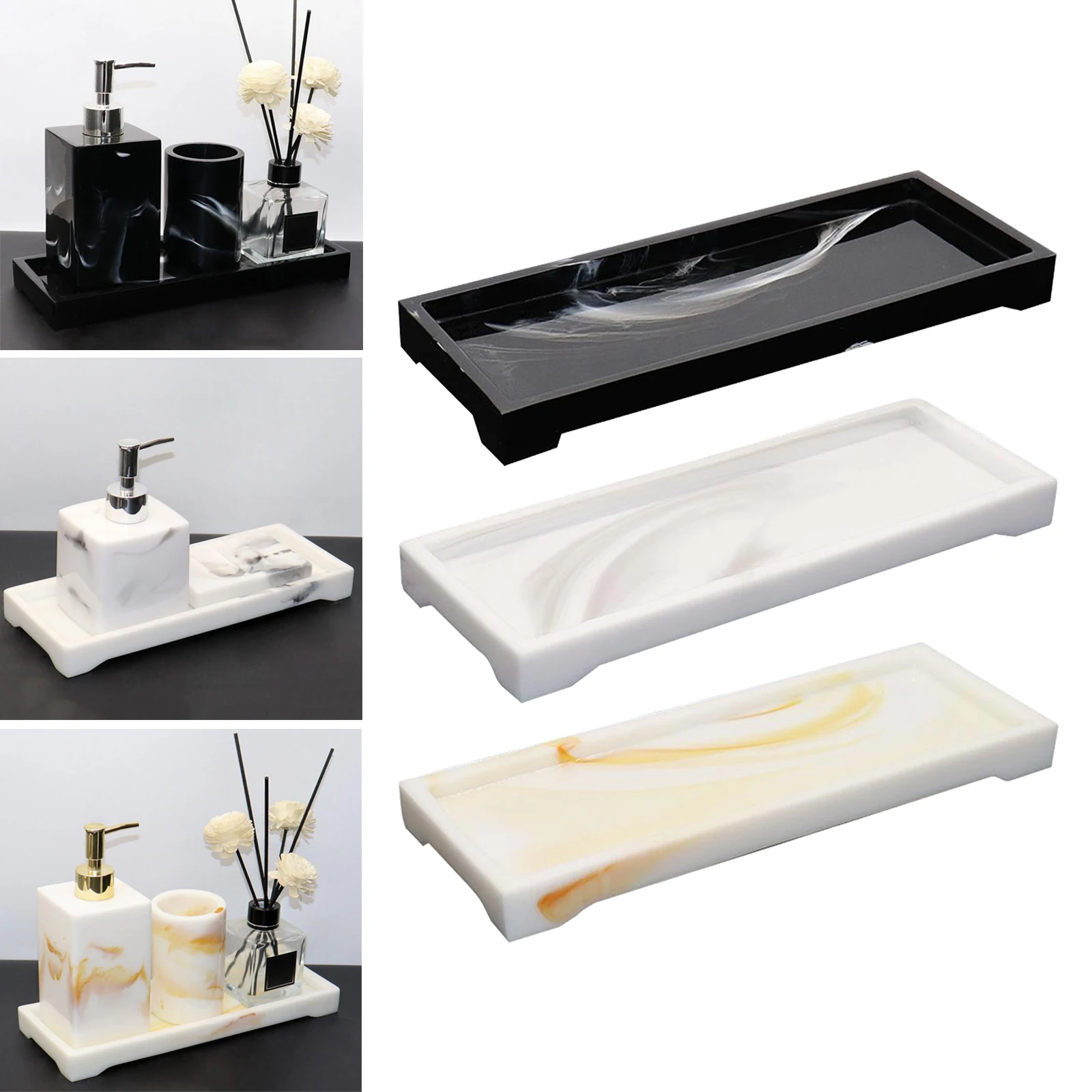 Bathroom Accessories Set Tray | Resin Bathroom Storage Vanity Tray ...