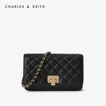 

CHARLES＆KEITH New Arrival for Spring Summer 2020CK2-70160078Women's Shoulder Bag Metal Buckle diamond pattern Flip-open Chain