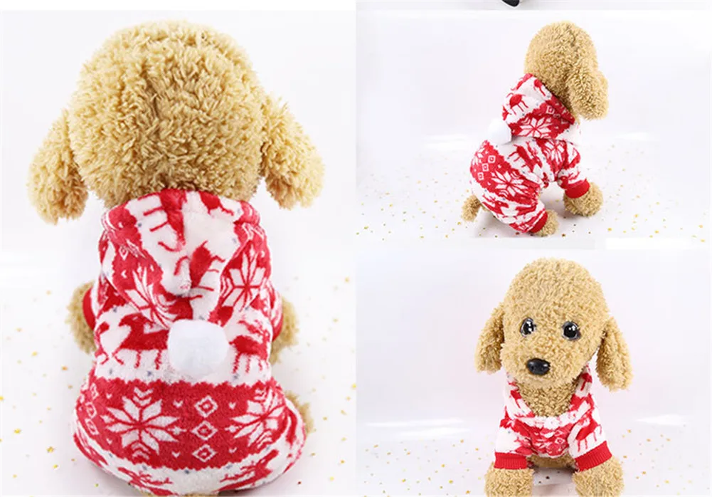 Рождественская Одежда для собак, зимнее пальто, одежда с Санта Клаусом, хлопковые Рождественские толстовки с капюшоном для собак, одежда с милым щенком, наряд для собак, XS-XXL
