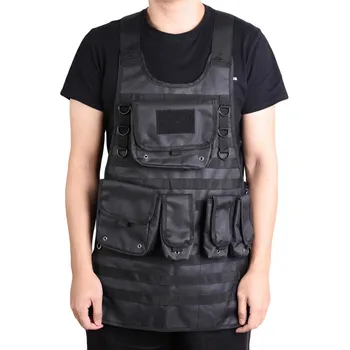 

Tactical Molle Apron - 2 Large Pouches and 3 Smaller Pouches, Front and Back Removable Velcro Patch with Adjustable Side Strap