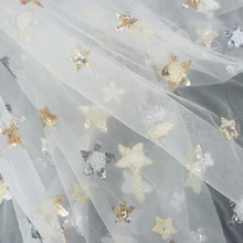 1 ярд/2 ярд вышитая блестками блестящая Звезда Сетка Тюль Ткань для юбки пачки Свадебная вечеринка сценическое платье рукоделие декоративный материал