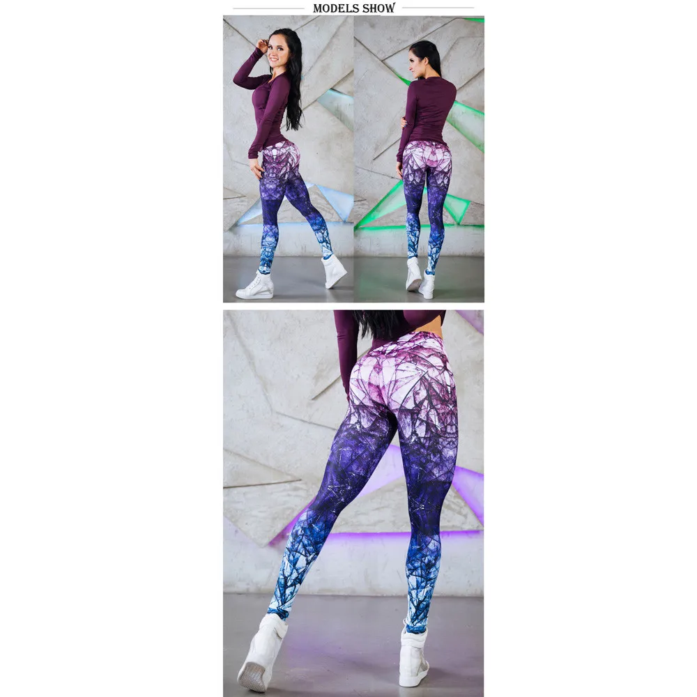 Mandala leggings Purple Cube Gradient Magic Print Leggings Put Hip High Waist Legging Slim Pants fitness leggings Sweatpants