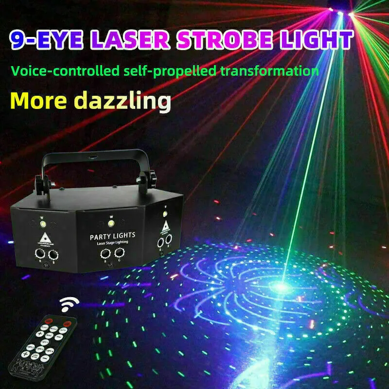 

9 Lens Laser Stage Light Scan Light,LED Light 9-Eye RGB DMX Scan Projector Colorful KTV Bar Laser Stage Light Disco Bar Coffee S