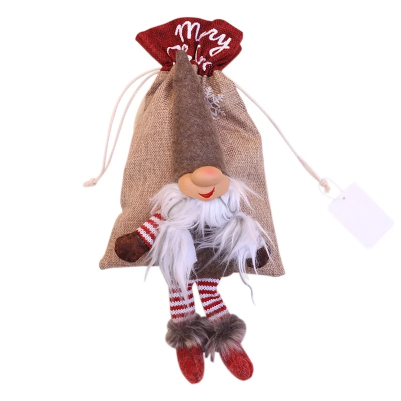 Santa Claus Cartoon Gift Drawstring Bag Merry Christmas Gift Bags Happy New Year Christmas Candy Bags Navidad Ornament