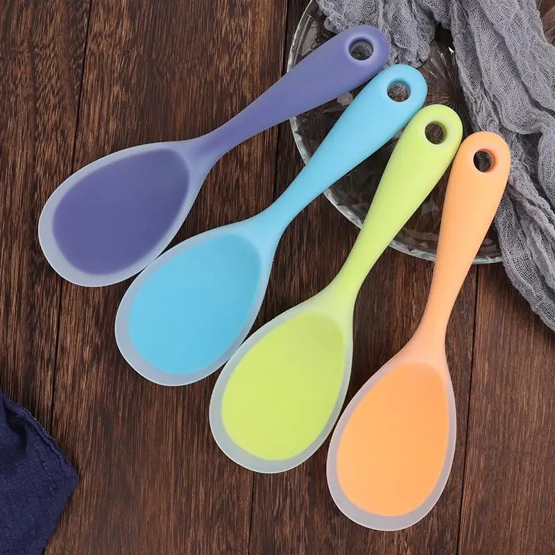 Colorful Silicone Rice Spoon Non-Stick Cooking Spoons Sushi Anti-Scalding Pot High-Temperature-Resistant Spoon Kitchen Utensils silicone kitchen utensils silicone cooking spoon