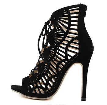 

Summer Peep Toe Ankle Sandals Boots Thin High Heels Women's Mesh Hollow Women Pumps Cross-tied Lady Gladiators Shoes Sexy Sandal