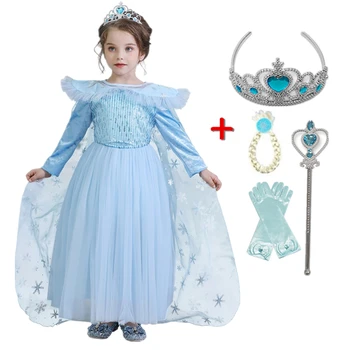 

Elsa Dress For Girls Children Birthday Cosplay Anna Elsa Dress Princess Dress Carnival Costumes Elza Dress Set Party Vestidos