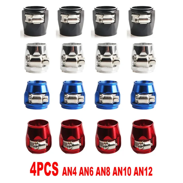 4Pcs ท่อ Clamps AN4 AN6 AN8 AN10 AN12 End การใช้ท่อคลิปน้ำมันอลูมิเนียมอุปกรณ์ท่อ Clamps ตัวเชื่อมต่อ Hex Finishers 1