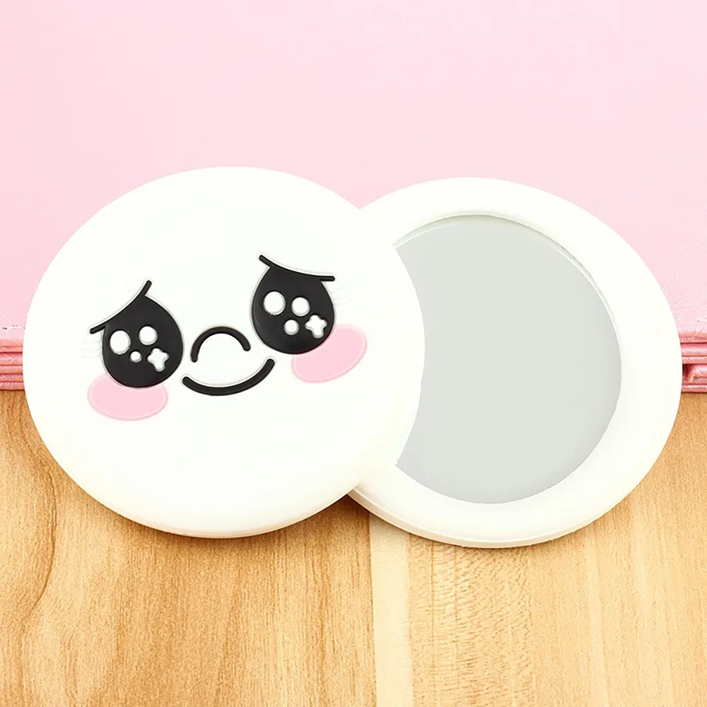 Handheld Mini Cartoon Makeup Mirror Cute Single Sided Silicone Cosmetic