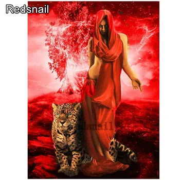 

drill square round diamond painting Beauty and Leopard DIY rhinestones pictures mosaic diamond embroidery cross stitch TT1303