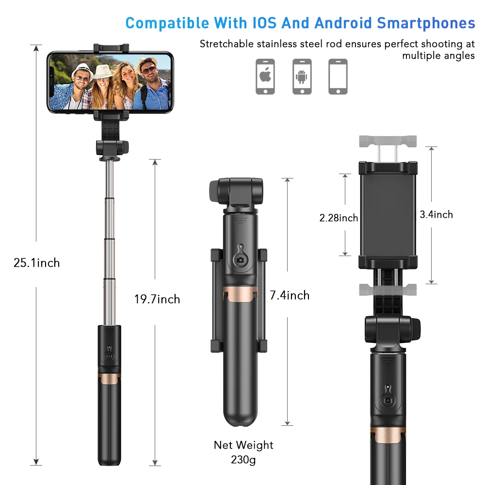 Registro de Vídeo Smartphones sem Fio Apexel Telefone Estabilizador Universal Handheld Cardan Estabilizadores Bluetooth Selfie Vara Vlog - Image 5