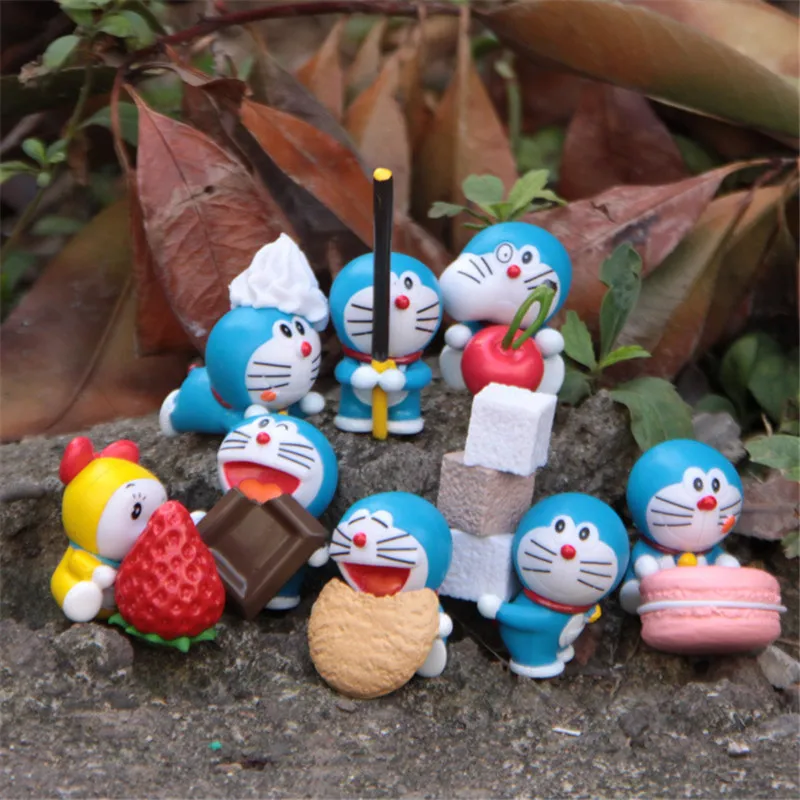 

8pcs Cute Food version Doraemon Figures Toys Model Japanese Anime Doraemon Home Garden DIY Decoration Model Dolls