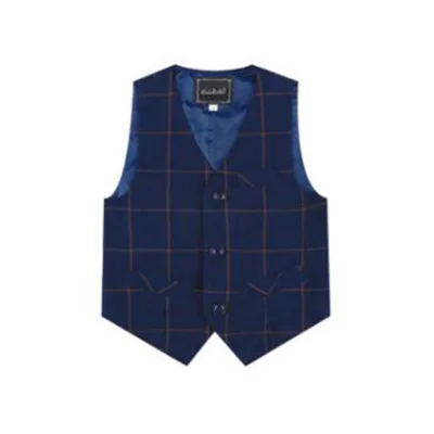 Traje Formal a cuadros para niños, chaqueta sin mangas gris, esmoquin para cena, verano y otoño, Azul, lo último