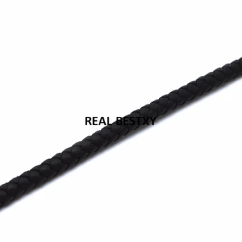 

2m/lot approx 6mm width matte black Round Braided Genuine Leather Cord Thread String 6mm for DIY Men Women Bracelet & Necklace