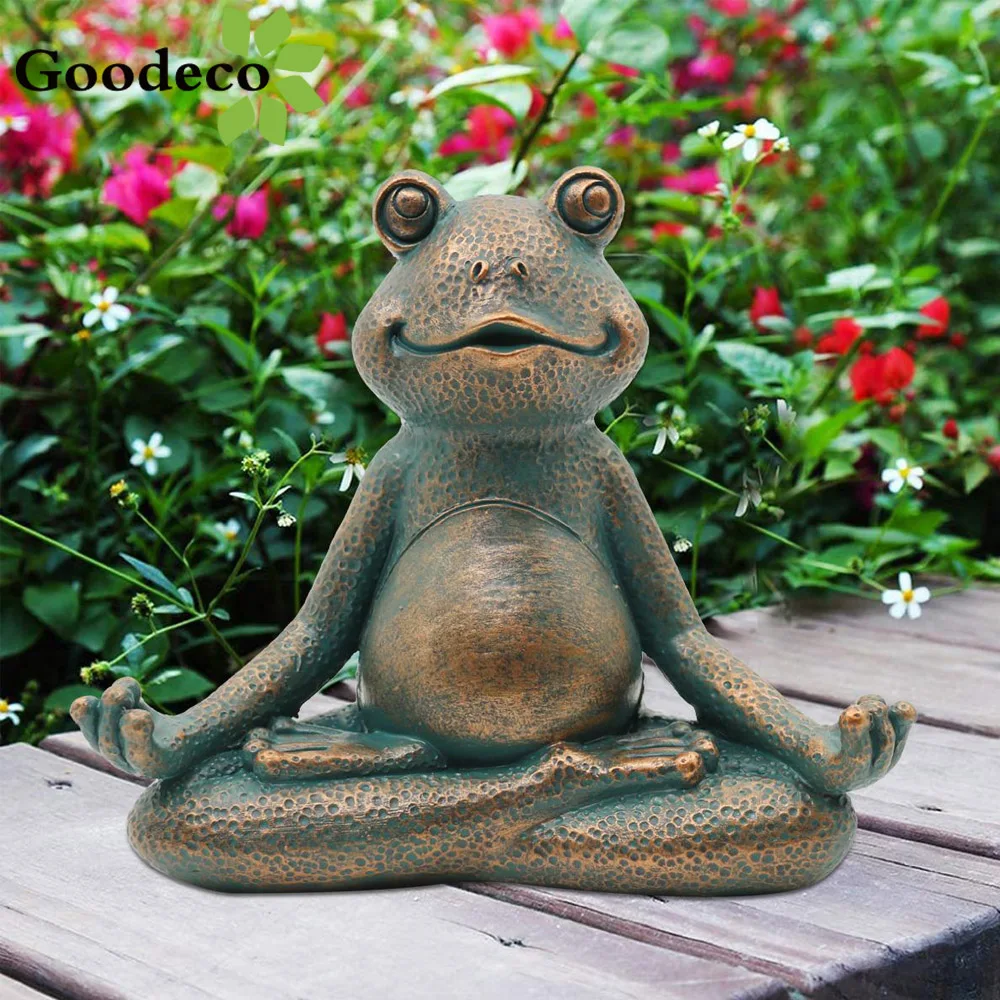 Goodeco Mini Yoga Frog Statue Garden Decoration Accessories Meditating