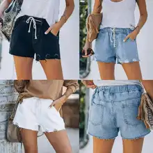 2021 Summer Street Fashion Casual Elastic Lady Denim Shorts
