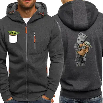 

Groot Baby Yoda Streetwear Men Hooded Spring Winter 2020 New Mandalorian Casual Jackets Hip Hop Funny Print Hoodies