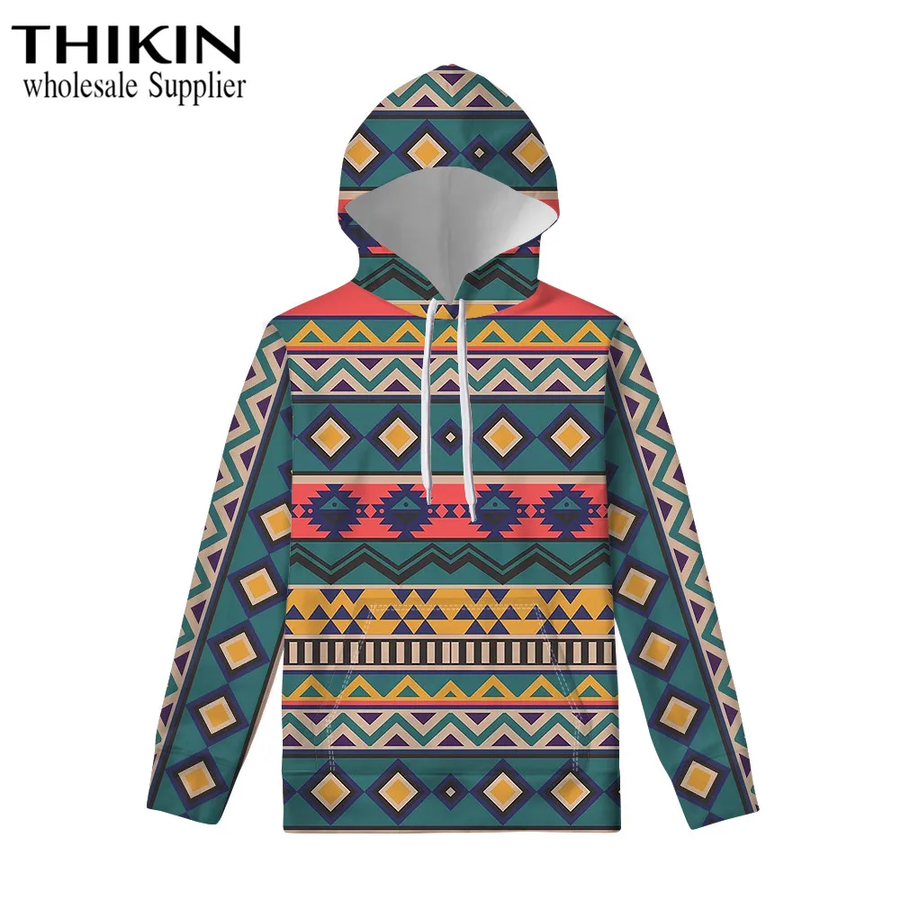 as picture THIKIN Boho этнический стиль дизайн модные толстовки женские Топы Зимняя одежда для девочек уличная одежда с принтом спортивный костюм с капюшоном - Цвет: as picture