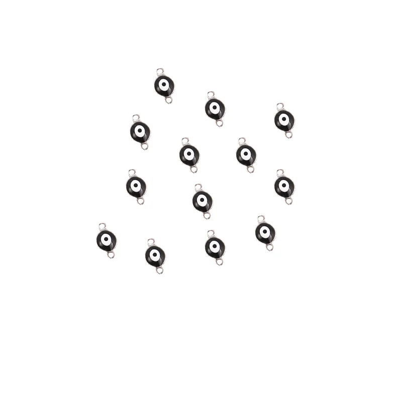 20PCS Stainless Steel Evil Eye Charm Connectors 6mm Gold Fashion Connector Beads for DIY Necklace Bracelet Jewelry Making - Color: Black Steel