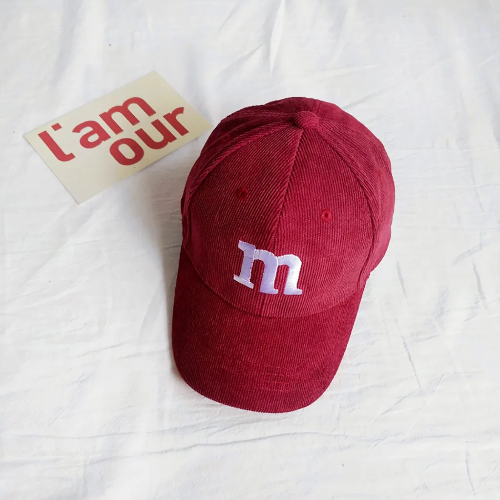 Children's Autumn And Winter Fashion Corduroy Cartoon M Letter Kids Hat Шапочки Для Новорожденных