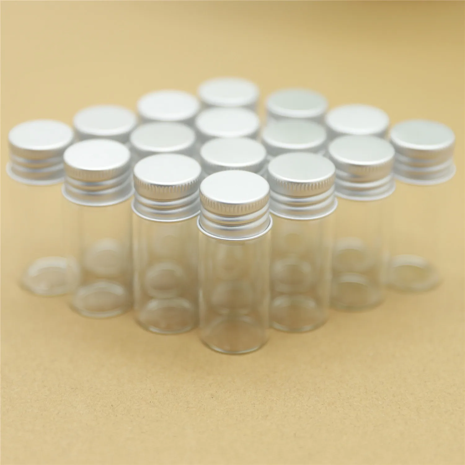 50pcs 22*50mm 10ml Tiny Glass Bottles Silver Screw Cap storage bottles & jar Small Jars Mini Containers Vial | Дом и сад