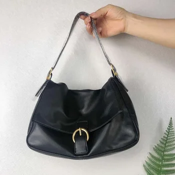 

Retro Vintage Soft Leather Handbags for Women Fashion PU Shoulder Bag Luxury Lady Purse Black Female Causal Bag 2021