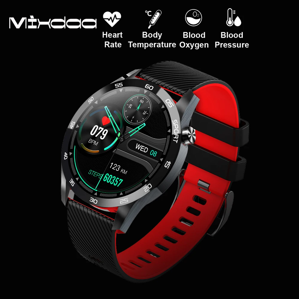 Mixdaa Smart Watch Температура тела Пульсометр Артериальное давление Фитнес-трекер Bluetooth