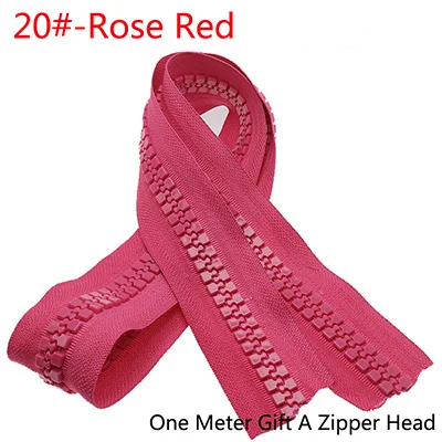 RoseRed Meetee 1/2 метра 15#/20# большая полимерная кодовая молния для пуховика палатки наружные Швейные аксессуары DIY Одежда на молнии ремесло ZA029 - Цвет: RoseRed