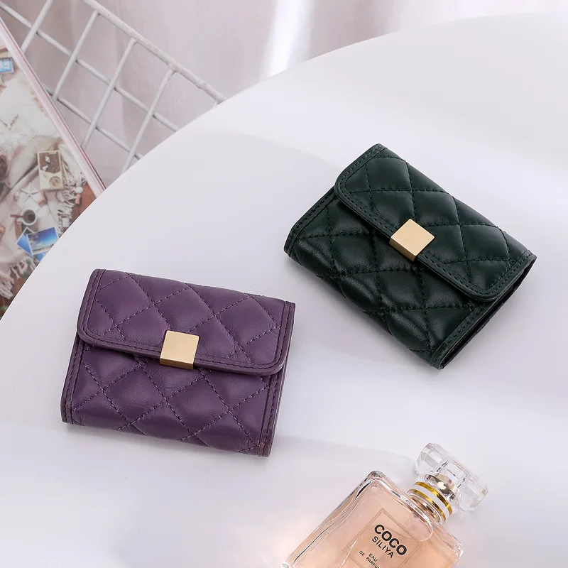 

Wholesale Sheepskin Rhombus Wallet Genuine Leather Currently Available Organ Credit Card Bit More Plaid Foreign Trade Card Holde