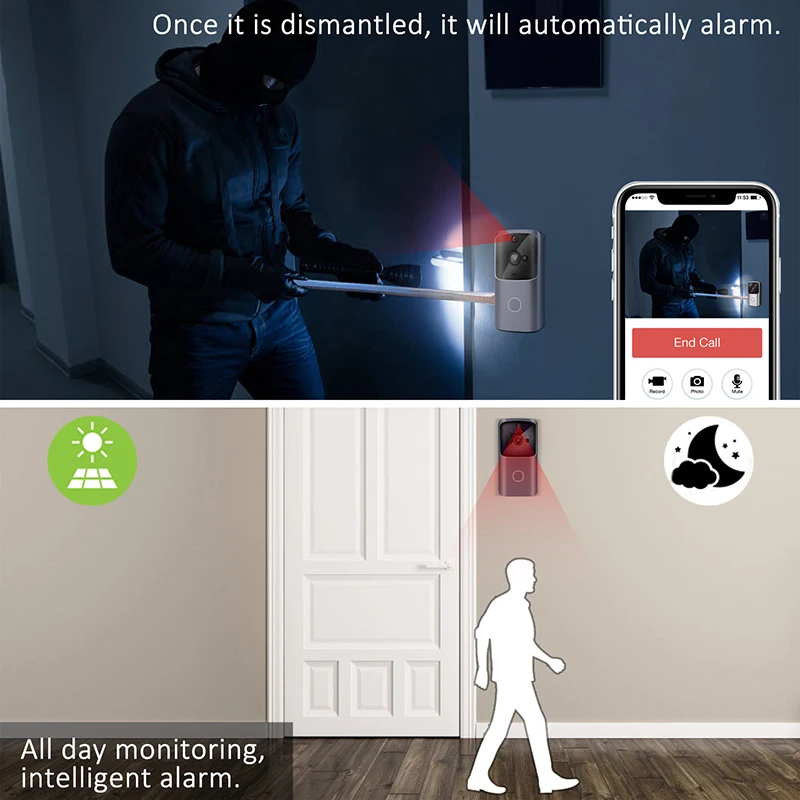 D3 умный WiFi дверной звонок ИК камера видео беспроводной дистанционный дверной звонок CCTV Chime Phone APP IR-CUT ночного видения Домашняя безопасность