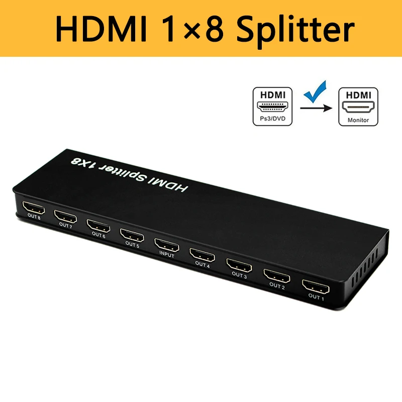 HDMI сплиттер 1x2 1x4 1x8 4K 2K 1080P HDMI1.4 2 0 UHD 3D видео распределитель конвертер адаптер для