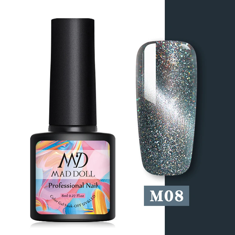 M08 MAD DOLL 8 мл мигающий Гель-лак для ногтей кошачий глаз впитывающийся Гель-лак для нейл-арта Magnicure гель для ногтей кошачий глаз УФ-гель лак - Цвет: M08