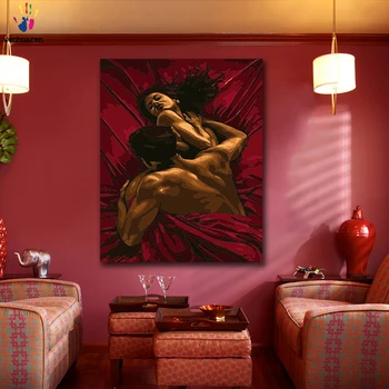 

DIY colorings pictures by numbers with colors Passion of couple red bed picture drawing painting by numbers framed Home