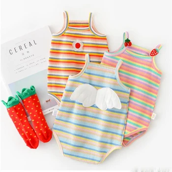 

Summer Newborn Baby Girl Sleeveless Romper Infant Outing Clothes Cute Toddler Striped Suspender Jumpsuit Costume Outfits Sunsuit