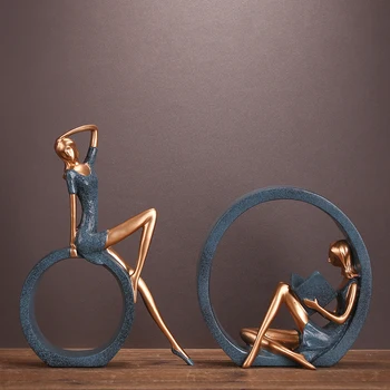 

Bonny Campus Girl Statuette Favourite Ornament Lass Figurine Handmade Resin Fashion Modern People Tabletop Multicolour