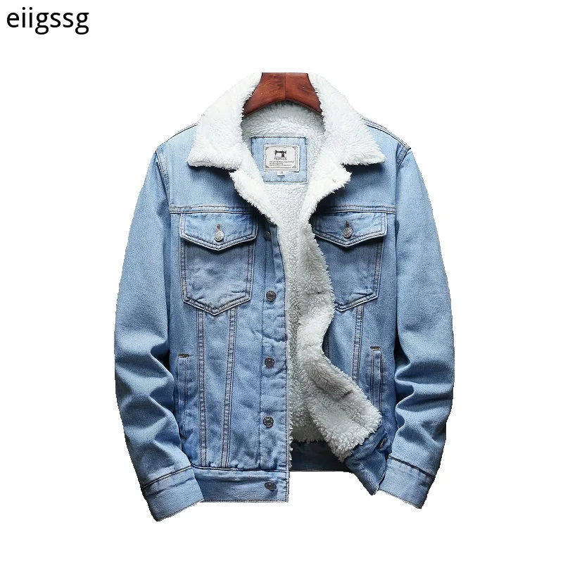 men light blue winter jean jackets outerwear warm denim coats new men large size wool liner thicker winter denim jackets size6xl Men Light Blue Winter Jean Jackets Outerwear Warm Denim Coats New Men Large Size Wool Liner Thicker Winter Denim Jackets Size6XL