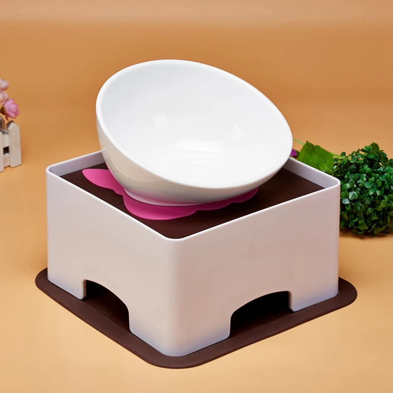 Pet Neck Protector Bowl Non-slip Cat Bowl With Mat Pet Food And Water Bowls For Cats Dogs Feeders NEW