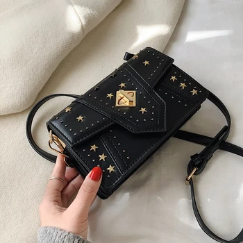 

Rivet Square Crossbody Bag 2020 Fashion New High quality PU Leather Women's Designer Handbag Lock Shoulder Messenger Bag