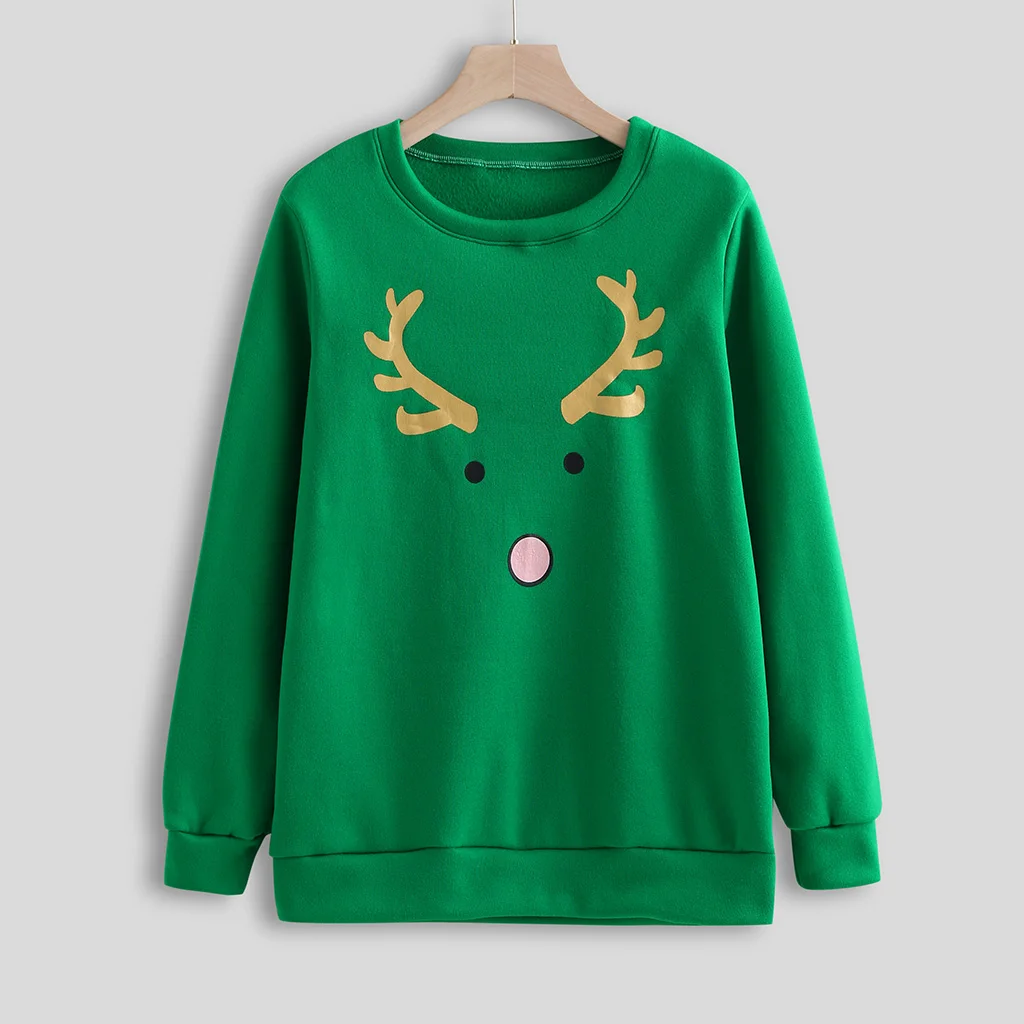 

Jacket Women's Autumn New Print Turtleneck Long Sleeve Crew Neck Sweatshirt Jacket for Christmas
