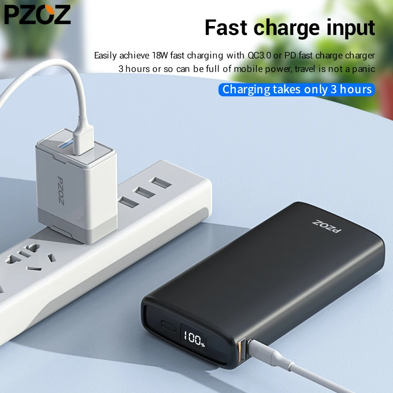 PZOZ 20000mAh Power Bank Type C PD Fast Charger USB C Quick Charge 3.0 USB For iPhone Samsung Xiaomi Powerbank External Battery PZOZ 20000mAh Power Bank Type C PD Fast Charger USB C Quick Charge 3.0 USB For iPhone Samsung Xiaomi Powerbank External Battery