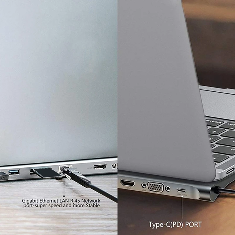 10 в 1 USB Type C концентратор адаптер для ноутбука Док Станция HDMI VGA RJ45 PD HP Lenovo