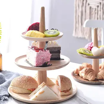 

Wooden 3-Tier Organizer Stand Fruit Plate Cake Storage Stand Dessert Vegetable Storage Rack Weeding Party Cake Stand Home Decor