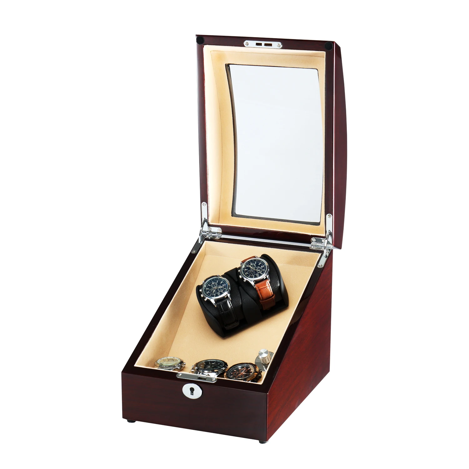 ONEON 2+ 3 коричневые автоматические часы Winder& деревянная вращающаяся шкатулка для часов с самозаводным дисплеем с тихим мотором 4 режима вращения