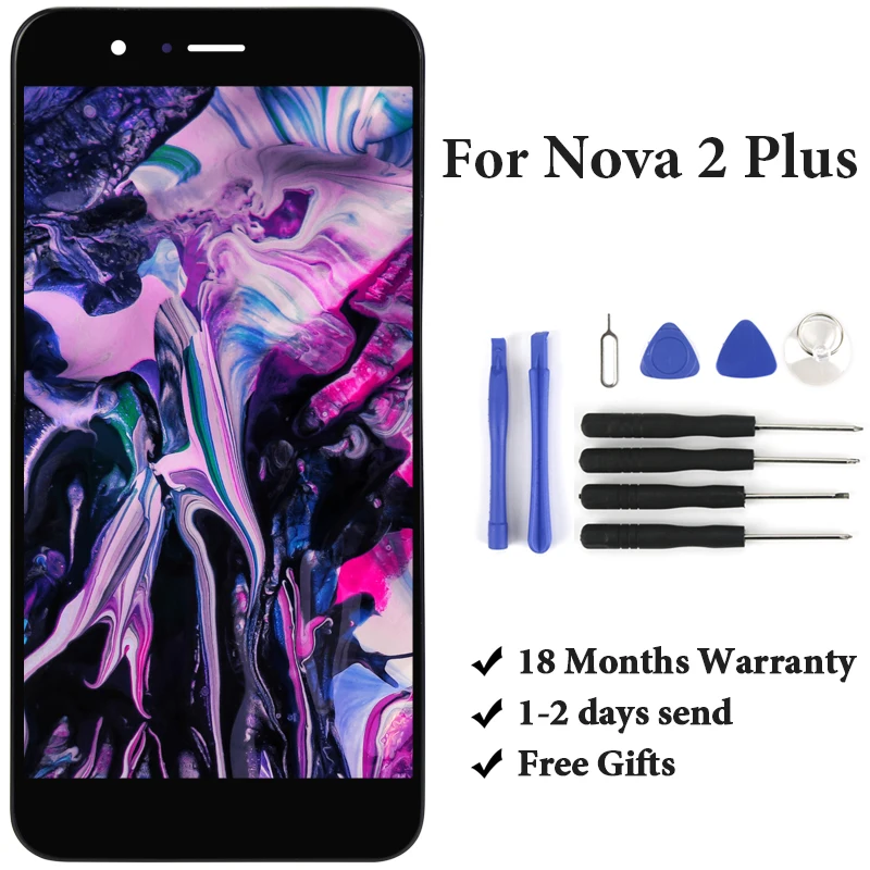 Запасные части для телефона Nova 2 Plus ЖК-дисплей с рамкой BAC-AL00 панель без битых