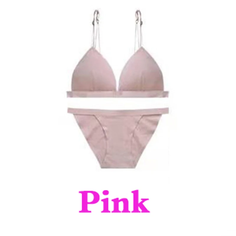 Pink Set Бюстгальтер для кормящих матерей, сексуальный бюстгальтер для беременных, комплект французского нижнего белья, простой стиль, тонкий пояс, открытая спина, треугольная чашка, сексуальный бюстгальтер на косточках - Цвет: Pink Set